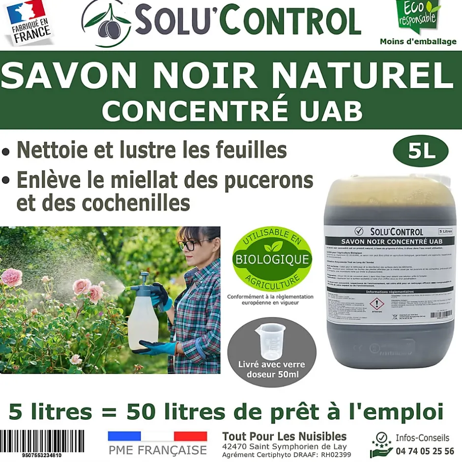 Tout Pour Les Nuisibles SOLU'CONTROL - Savon Noir Naturel Concentré, 5L, Nettoyant, enlève le miellat et les pucerons Online