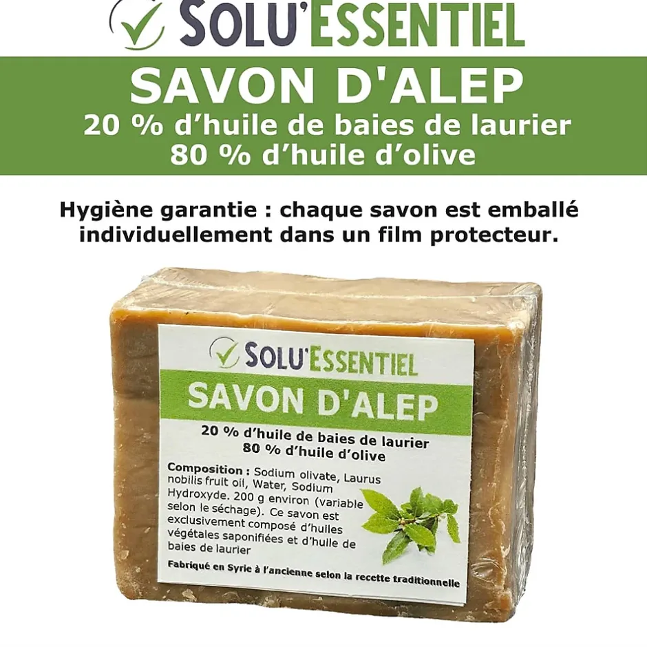 Tout Pour Les Nuisibles SoluEssentiel - Savon Alep huile de baies de laurier - huile dolive - Fabrication traditionnelle syrienne -savon de 200g- lot de 3 Clearance