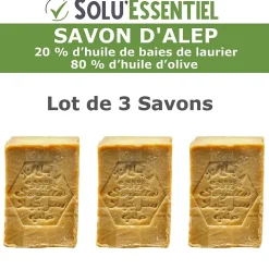 Tout Pour Les Nuisibles SoluEssentiel - Savon Alep huile de baies de laurier - huile dolive - Fabrication traditionnelle syrienne -savon de 200g- lot de 3 Clearance