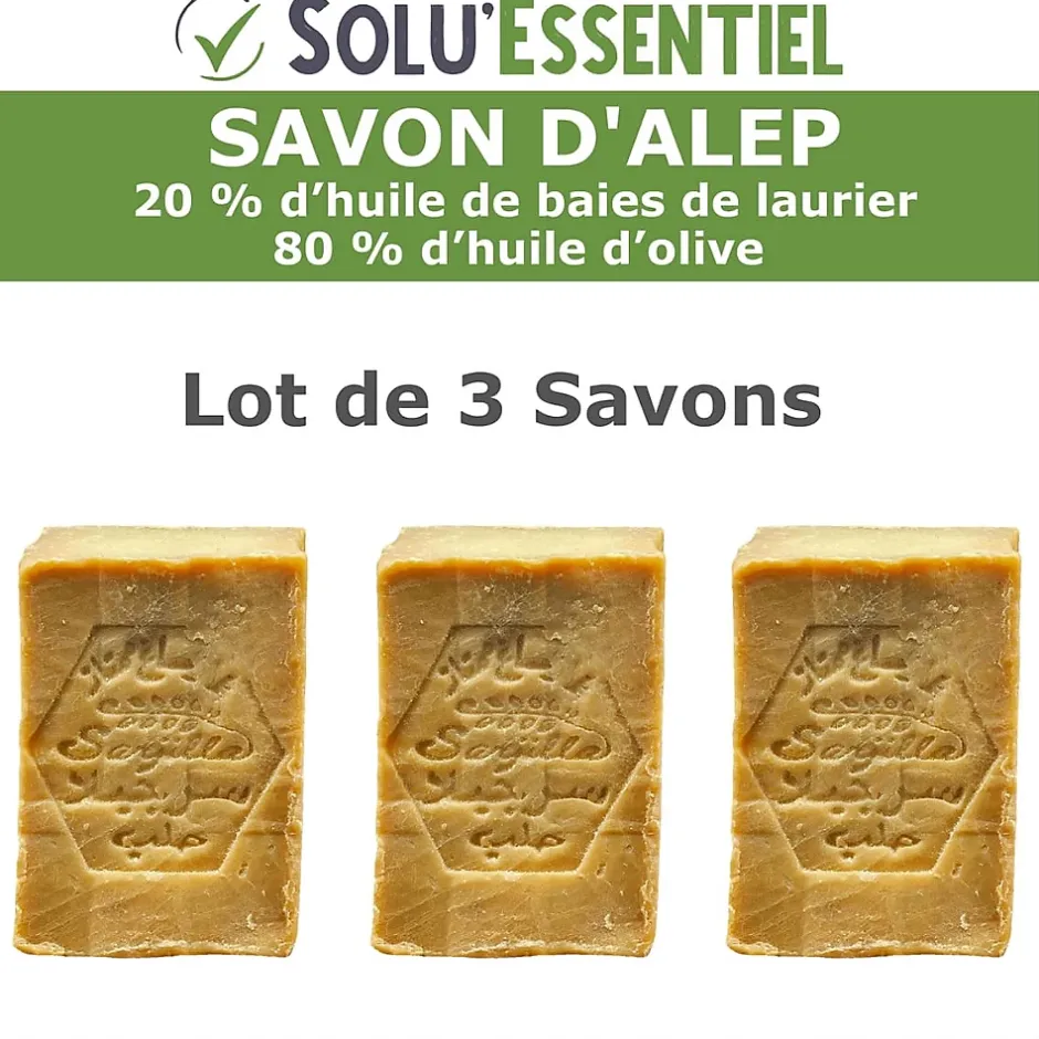 Tout Pour Les Nuisibles SoluEssentiel - Savon Alep huile de baies de laurier - huile dolive - Fabrication traditionnelle syrienne -savon de 200g- lot de 3 Clearance
