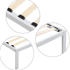 Monmobilierdesign Sommier à Lattes Avec Pieds En Acier Robuste 90x200 Cm Blanc Sale