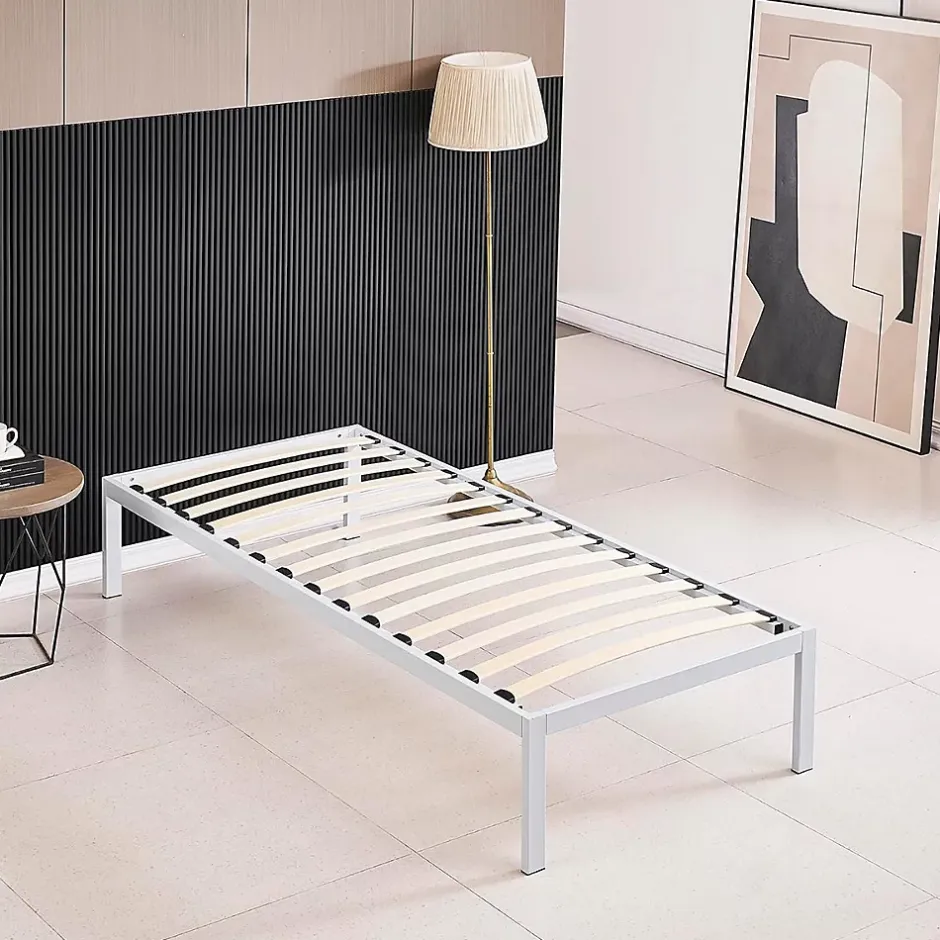 Monmobilierdesign Sommier à Lattes Avec Pieds En Acier Robuste 90x200 Cm Blanc Sale