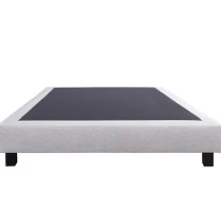 Juanio Sommier à lattes avec pieds CELY, tapissier en bois massif couleur gris -longueur 190 x largeur 140 cm