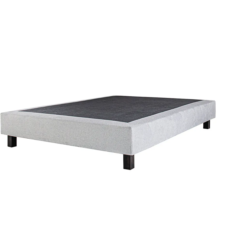 Juanio Sommier à lattes avec pieds CELY, tapissier en bois massif couleur gris -longueur 190 x largeur 140 cm