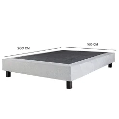 Juanio Sommier à lattes avec pieds CELY, tapissier en bois massif couleur gris-longueur 200 x largeur 160 cm