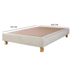 Juanio Sommier à lattes avec pieds TAMY, tapissier en bois massif couleur beige - longueur 200 x largeur 160 cm Sale