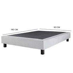 Juanio Sommier à lattes avec pieds CELY, tapissier en bois massif couleur gris- longueur 190 x largeur 90 cm Best