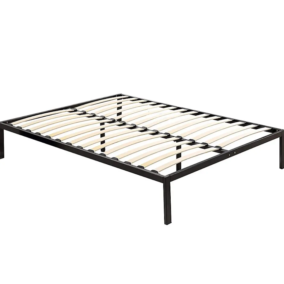 Monmobilierdesign Sommier à Lattes Avec Pieds En Acier Robuste 160x200 Cm Noir