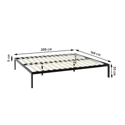 Monmobilierdesign Sommier à Lattes Avec Pieds En Acier Robuste 160x200 Cm Noir