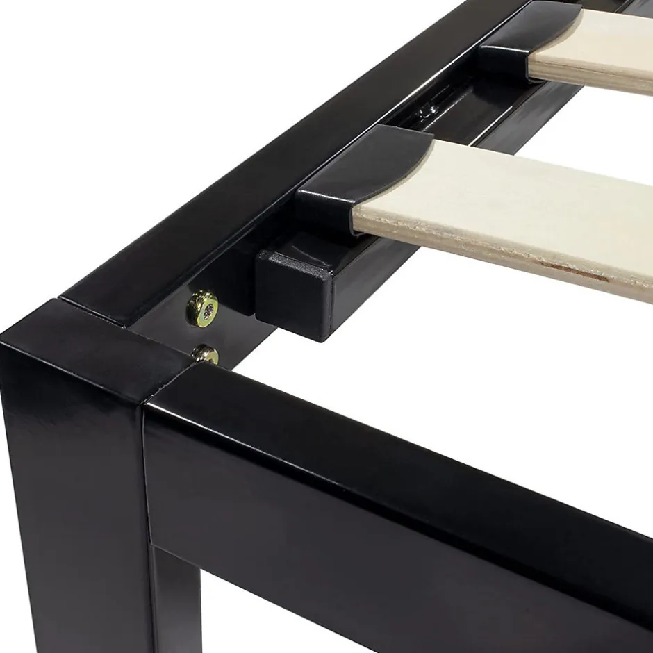 Monmobilierdesign Sommier à Lattes Avec Pieds En Acier Robuste 160x200 Cm Noir
