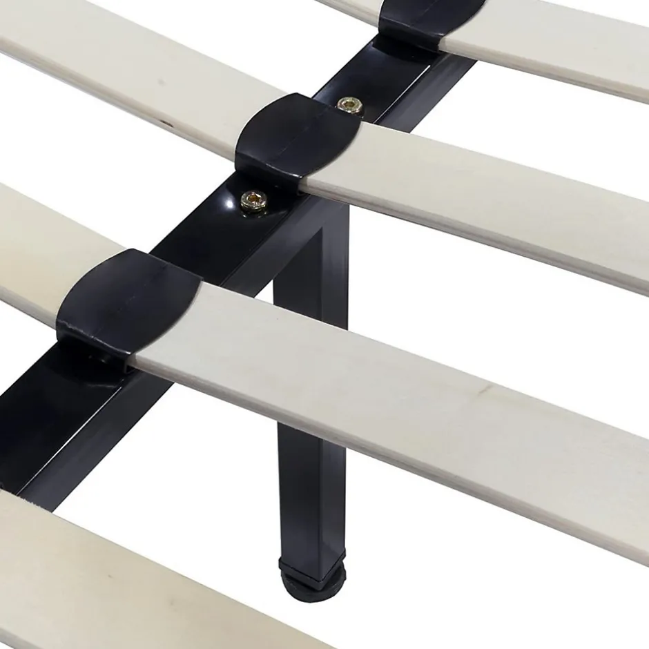 Monmobilierdesign Sommier à Lattes Avec Pieds En Acier Robuste 160x200 Cm Noir