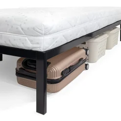 Monmobilierdesign Sommier à Lattes Avec Pieds En Acier Robuste 160x200 Cm Noir