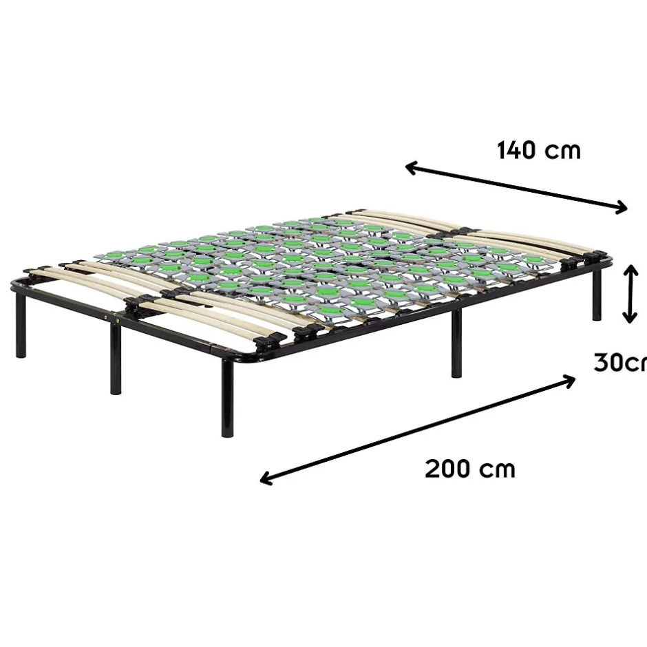 Monmobilierdesign Sommier à Lattes Avec Plots De Soutien 140x200 Cm Avec Pieds