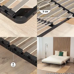 Monmobilierdesign Sommier à Lattes En Acier Avec Bande Stabilisatrice Noir 160x200 Cm Sans Pieds Online