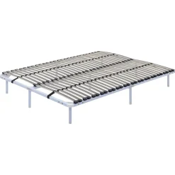 Monmobilierdesign Sommier à Lattes En Acier Avec Bande Stabilisatrice Blanc 180x200 Cm Avec Pieds Discount