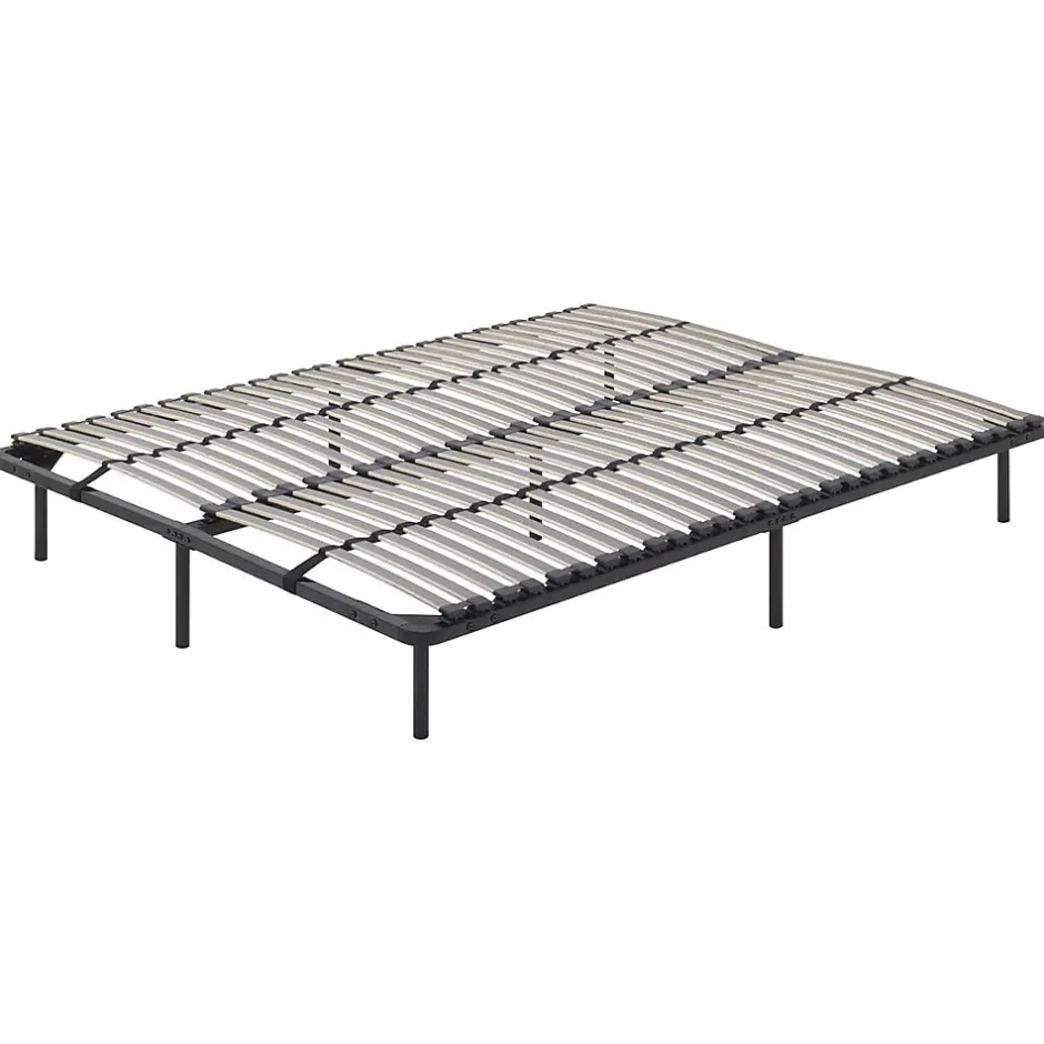 Monmobilierdesign Sommier à Lattes En Acier Avec Bande Stabilisatrice Noir 180x200 Cm Avec Pieds