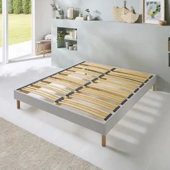 Bellecour Sommier à lattes en bois Capitole 90x190 cm Coloris Gris clair Livré en kit