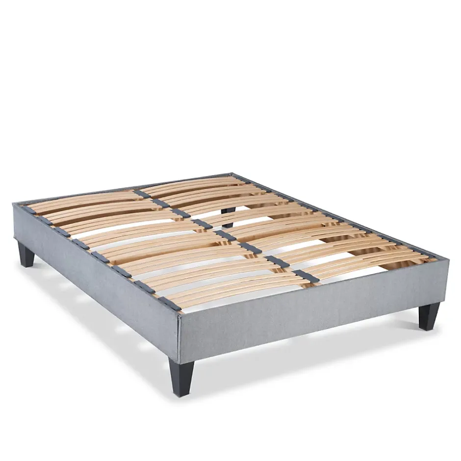 Olympe Literie Sommier à lattes en bois Ergostar 140x190 cm Coloris Gris clair Livré en kit Hot