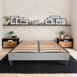 Olympe Literie Sommier à lattes en bois Ergostar 140x200 cm Coloris Gris clair Livré en kit Sale