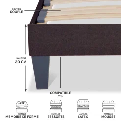 Olympe Literie Sommier à lattes en bois Kit15 160x200 cm Coloris Gris anthracite Livré en kit Clearance
