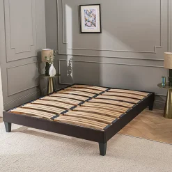Olympe Literie Sommier à lattes en bois Kit15 120x190 cm Coloris Gris anthracite Livré en kit Sale
