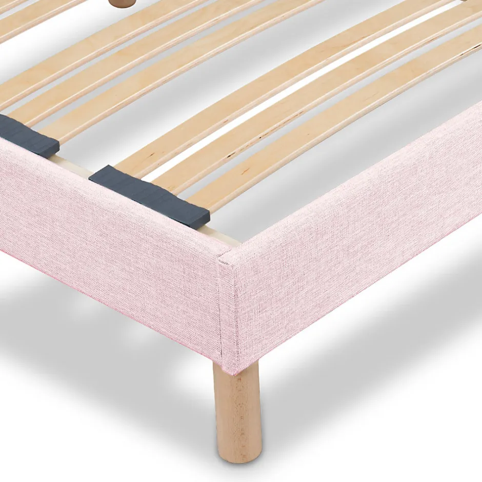Bellecour Sommier à lattes en bois Lumière 140x200 cm Coloris Rose Livré en kit