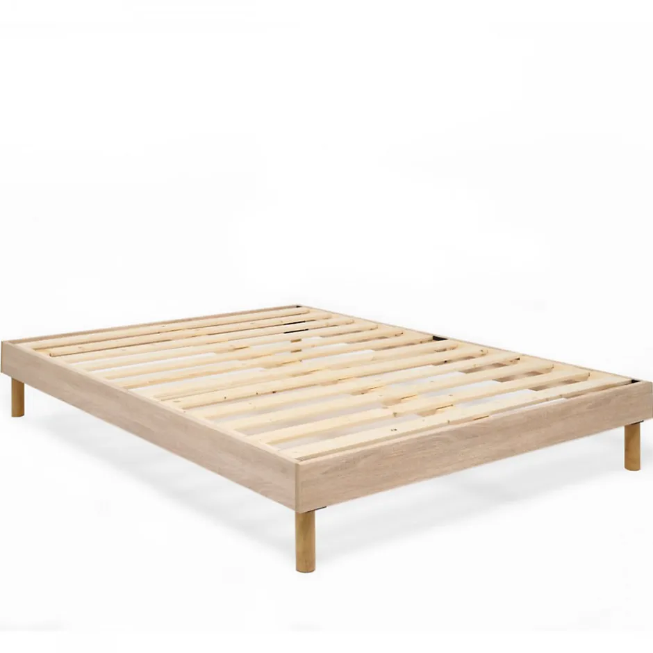 Bleu Calin Sommier à lattes en kit 160x200 cm avec pieds