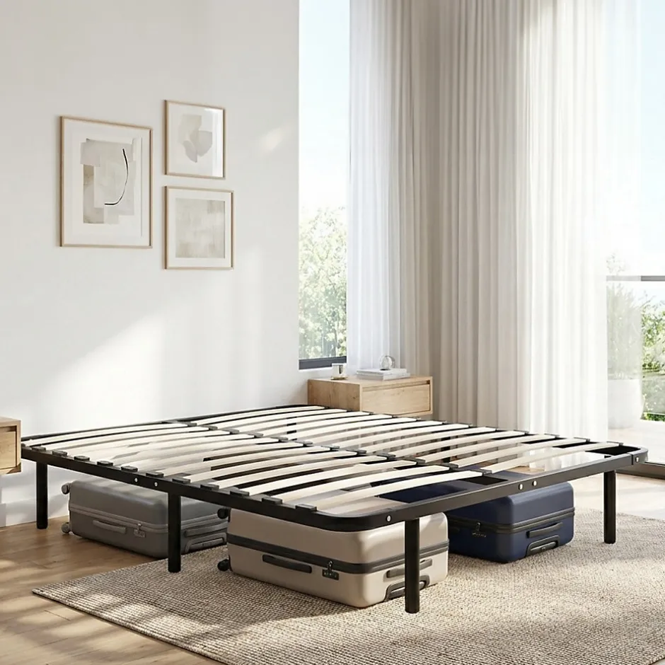 Olympe Literie Sommier à lattes en métal Somkit 160x200 cm Coloris Noir Livré en kit