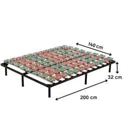 Monmobilierdesign Sommier à Lattes Ergonomique Avec Plots De Soutien 140x200 Cm Avec Pieds Online