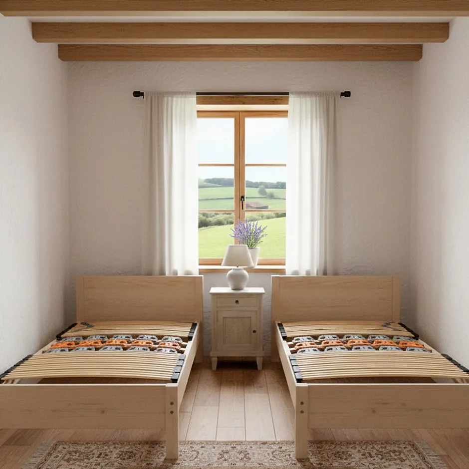 Monmobilierdesign Sommier à Lattes Ergonomique En Bois Avec Plots De Soutien 7 Zones De Confort 120x200 Cm Clearance