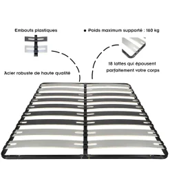 Monmobilierdesign Sommier à Lattes Larges 200x200 Cm Sans Pieds Best