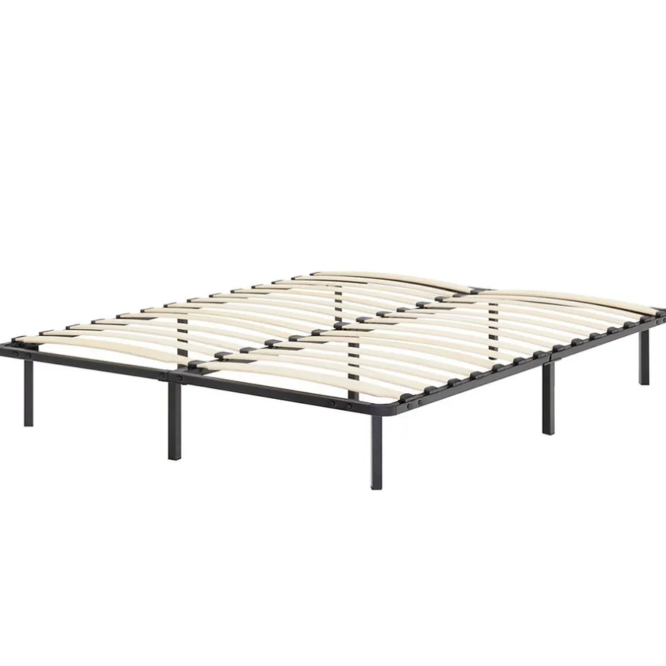 Monmobilierdesign Sommier à Lattes Robuste Avec Pieds En Acier - Montage Facile - 180x200 Cm Noir
