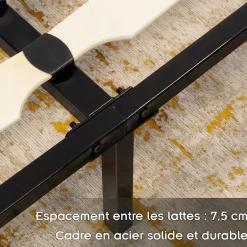 Monmobilierdesign Sommier à Lattes Robuste Avec Pieds En Acier - Montage Facile - 180x200 Cm Noir