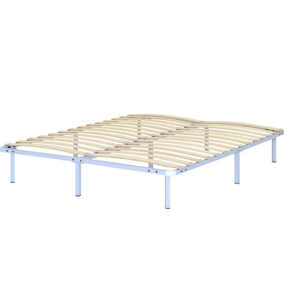 Monmobilierdesign Sommier à Lattes Robuste Avec Pieds En Acier - Montage Facile - 160x200 Cm Blanc New