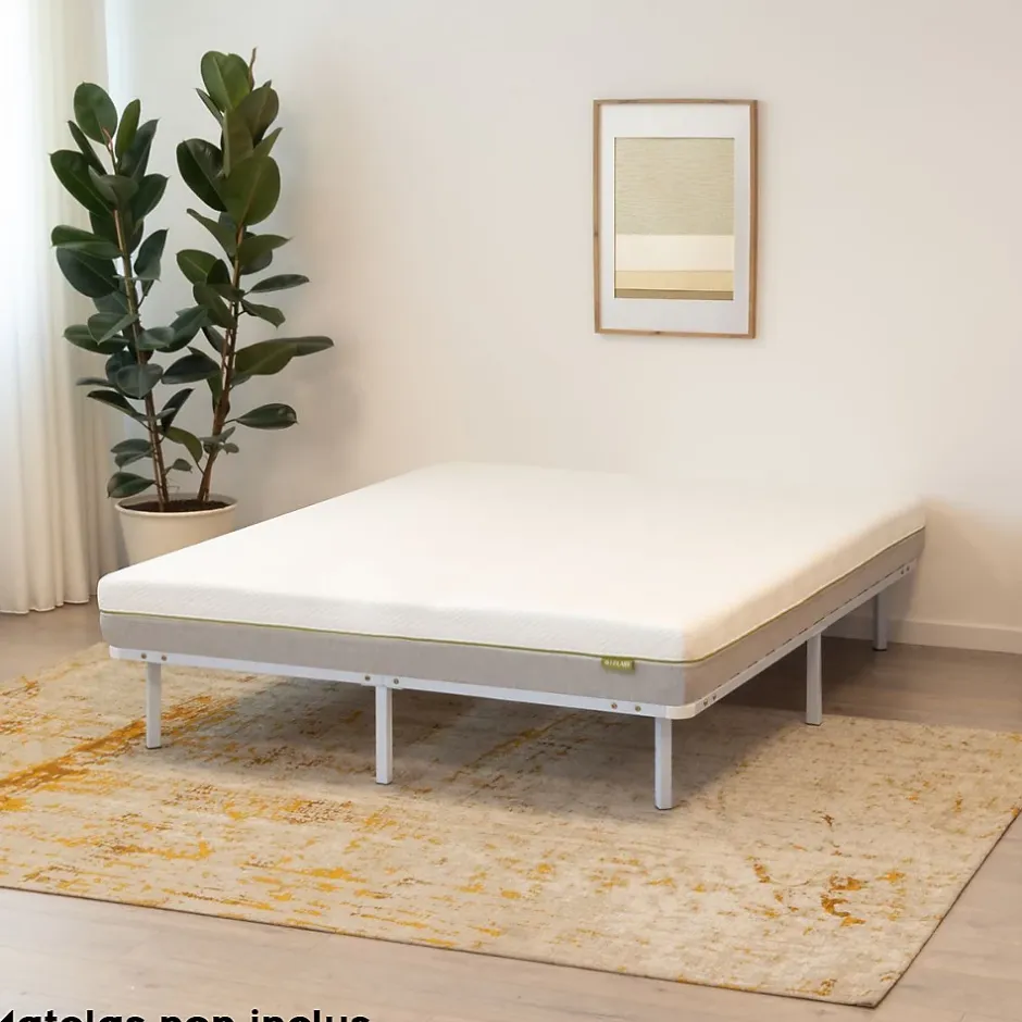 Monmobilierdesign Sommier à Lattes Robuste Avec Pieds En Acier - Montage Facile - 160x200 Cm Blanc New