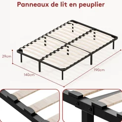 Teeno Sommier à Lattes sur Pieds, Lit 2x13 Lattes,7 Pieds Inclus,140x190CM Dewinner