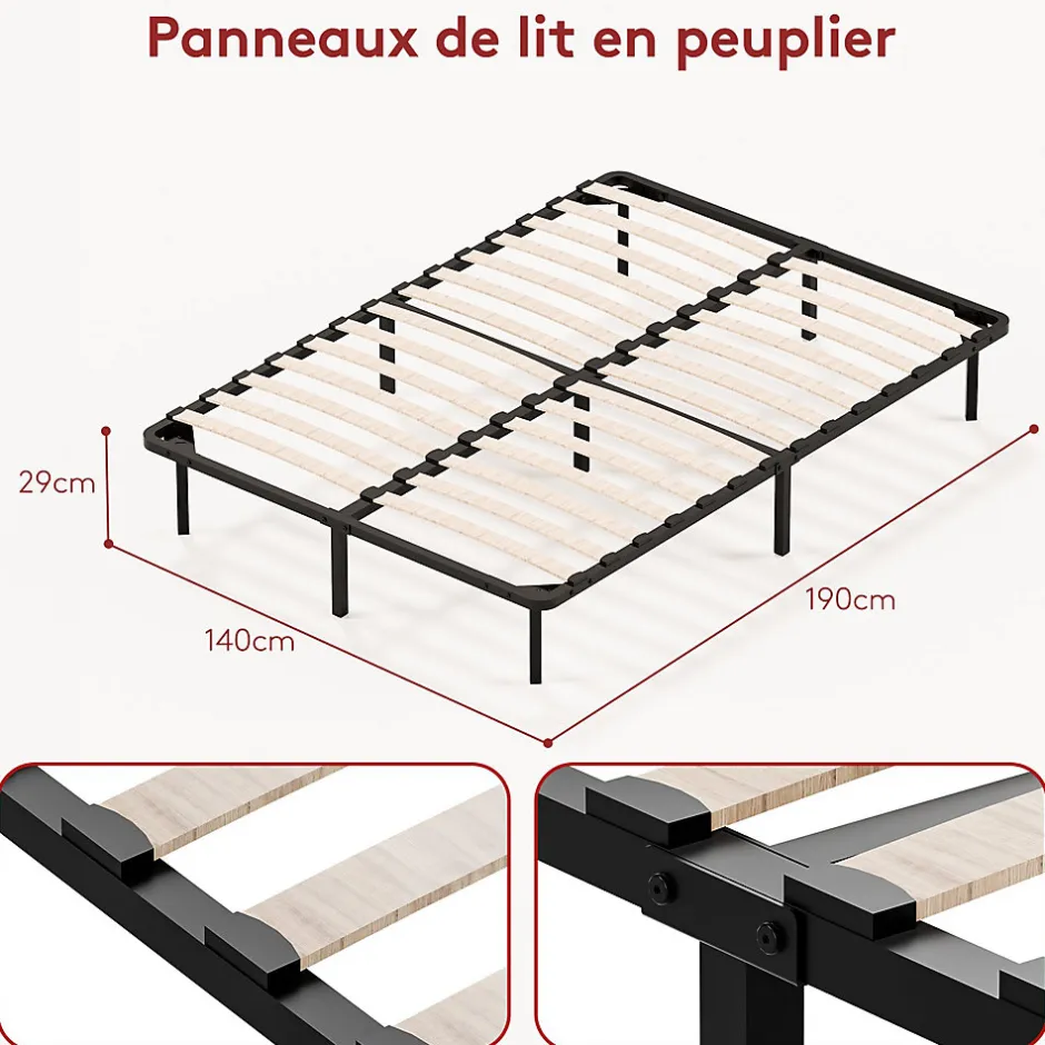 Teeno Sommier à Lattes sur Pieds, Lit 2x13 Lattes,7 Pieds Inclus,140x190CM Dewinner