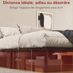 Teeno Sommier à Lattes sur Pieds, Lit 2x13 Lattes,7 Pieds Inclus,140x190CM Dewinner