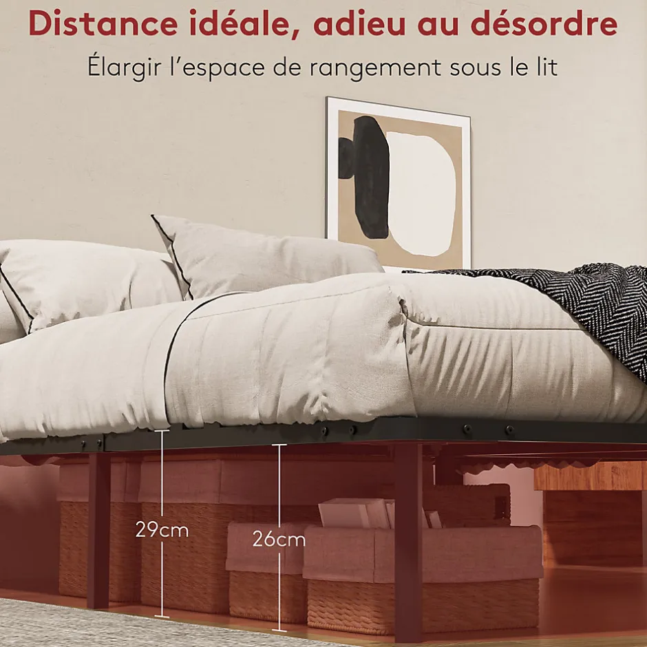 Teeno Sommier à Lattes sur Pieds, Lit 2x13 Lattes,7 Pieds Inclus,140x190CM Dewinner