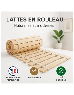 By Sommiflex. SOMMIER à LATTES 90x200 ou 90x190 SOMMIER à LATTES sur ROULEAU LATTES pour LIT
