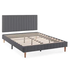 Vs Venta-Stock Sommier + tête de lit Eris 140x190 cm Gris foncé New