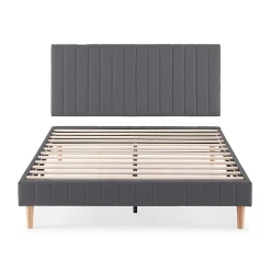 Vs Venta-Stock Sommier + tête de lit Eris 140x190 cm Gris foncé New