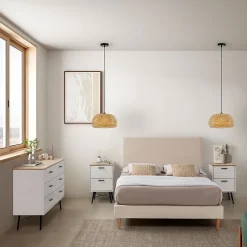 Vs Venta-Stock Sommier + tête de lit Niebla 140x200 cm Beige Outlet