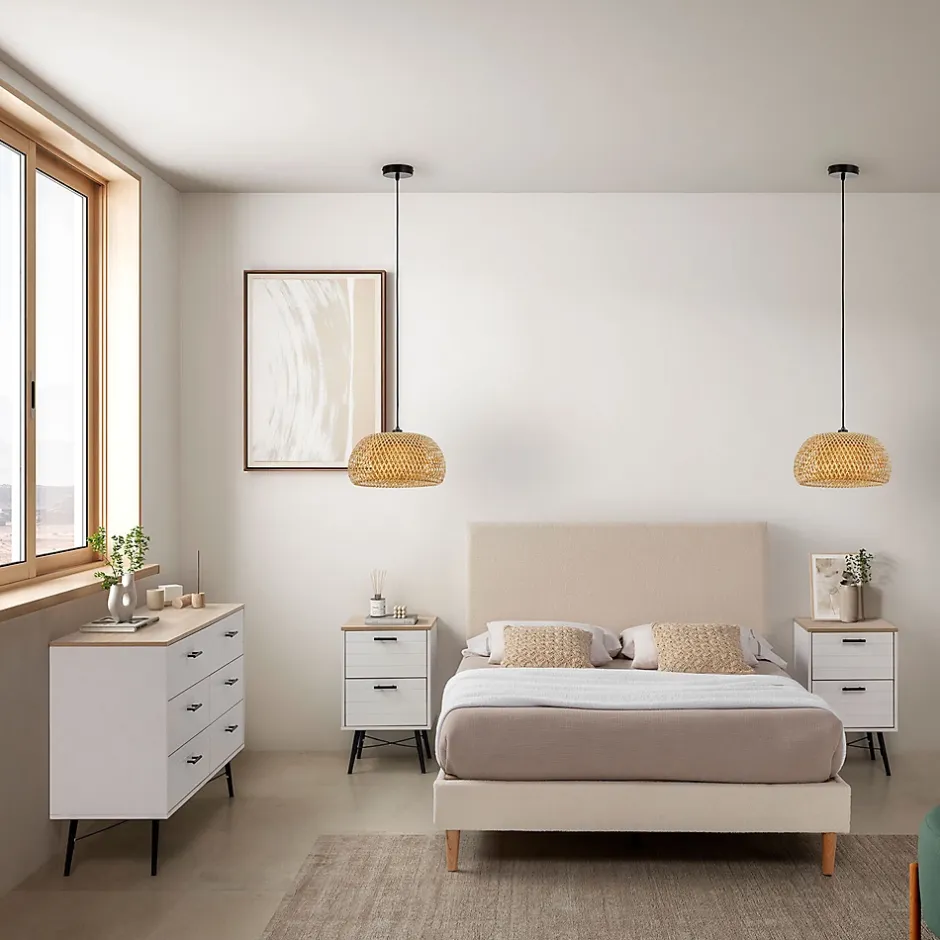 Vs Venta-Stock Sommier + tête de lit Niebla 140x200 cm Beige Outlet