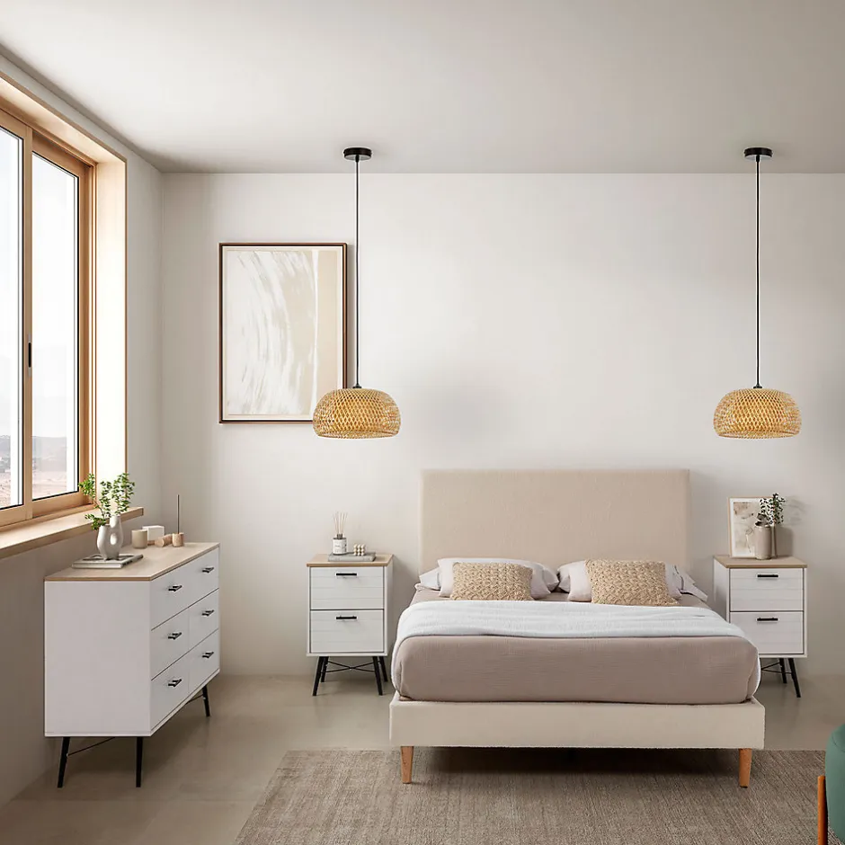 Vs Venta-Stock Sommier + tête de lit Niebla 150x190 cm Beige