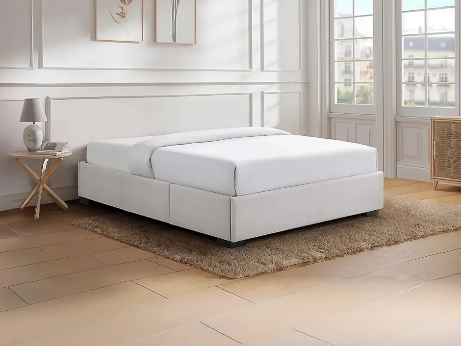 Vente-unique Sommier avec tiroirs 140 x 190 cm - Tissu beige - KOLANE de YSMÉE Best