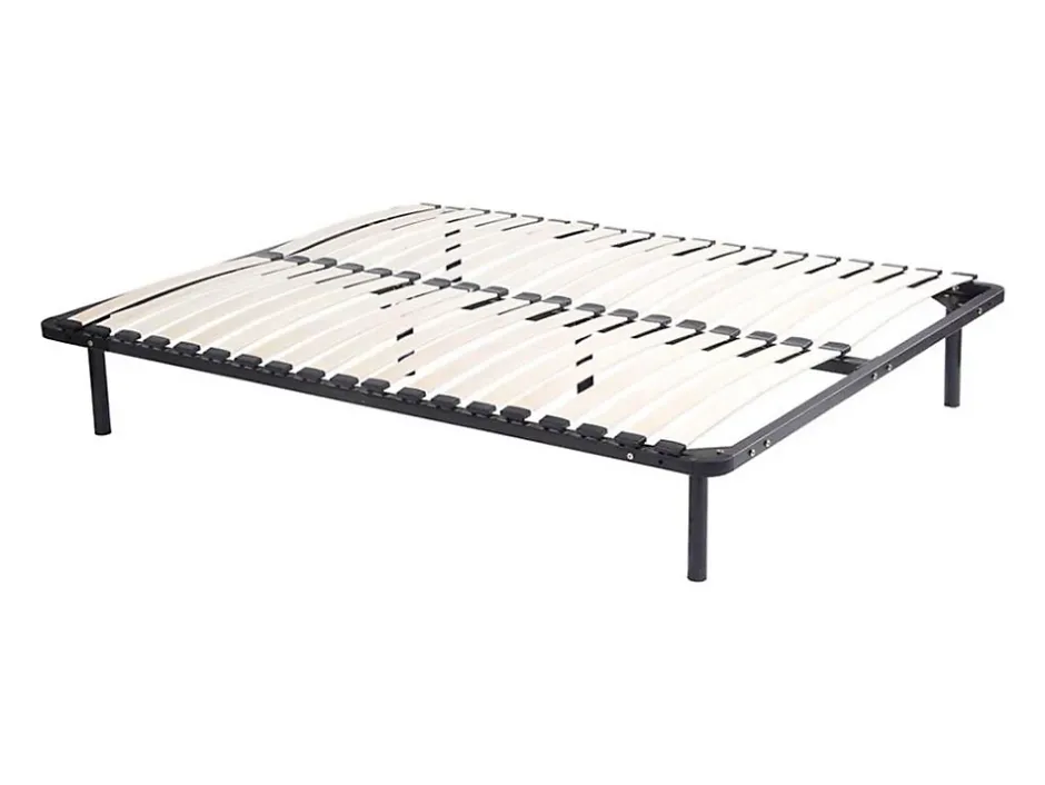 Vente-unique Sommier cadre à lattes 180 x 200 cm - 2x19 lattes - Avec pieds - Noir - KALISTA de YSMÉE Discount