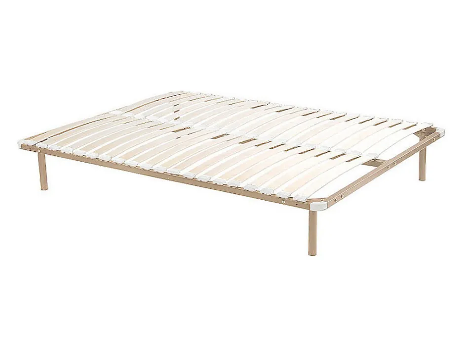 Vente-unique Sommier cadre à lattes 140 x 190 cm - 2x19 lattes avec pieds - Beige - KALISTA de YSMÉE