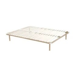 Vente-unique Sommier cadre à lattes 140 x 190 cm - 2x19 lattes avec pieds - Beige - KALISTA de YSMÉE