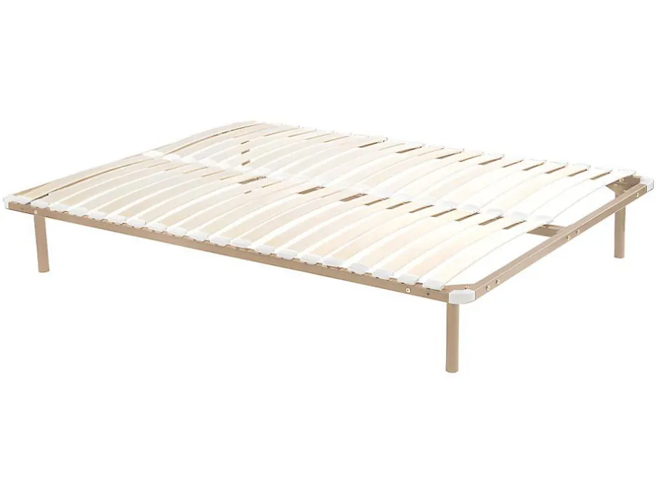 Vente-unique Sommier cadre à lattes 140 x 190 cm - 2x19 lattes avec pieds - Beige - KALISTA de YSMÉE